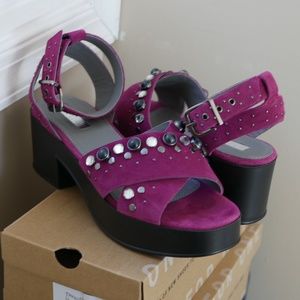 Topshop Magenta leather platform